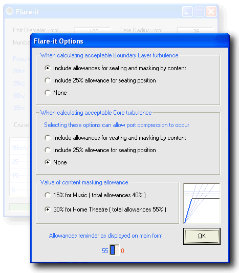 Screenshot: Flare-it options screen