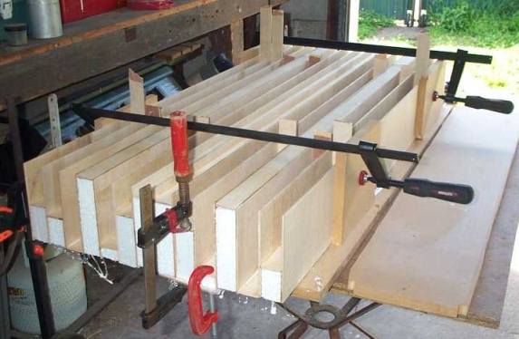 Photo of one full diffuser clamped for glue drying