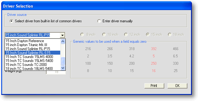 Sonosub - drivers screen